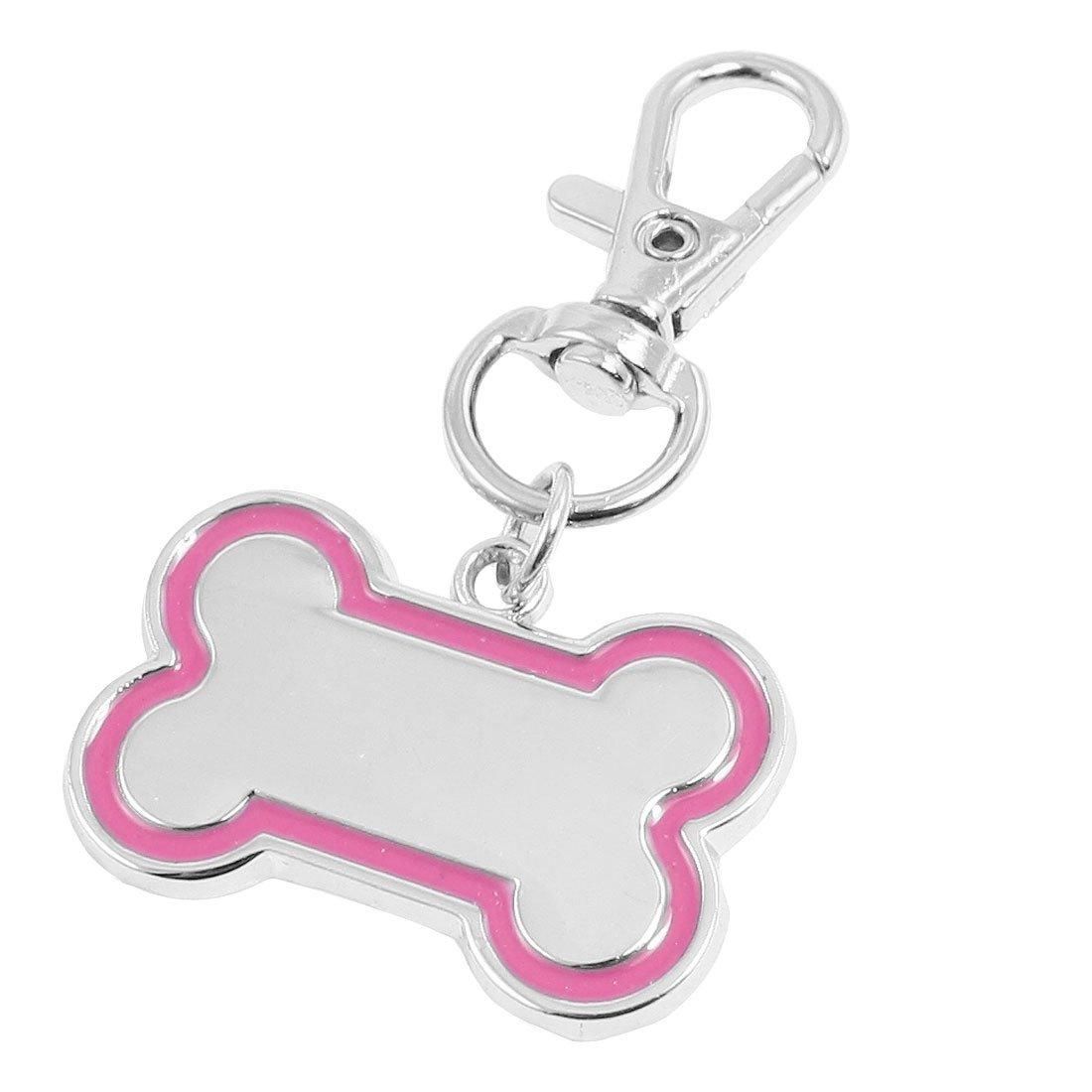 Silver Tone Pink Bone Pendant Doggy Dog Collar Charm Pet