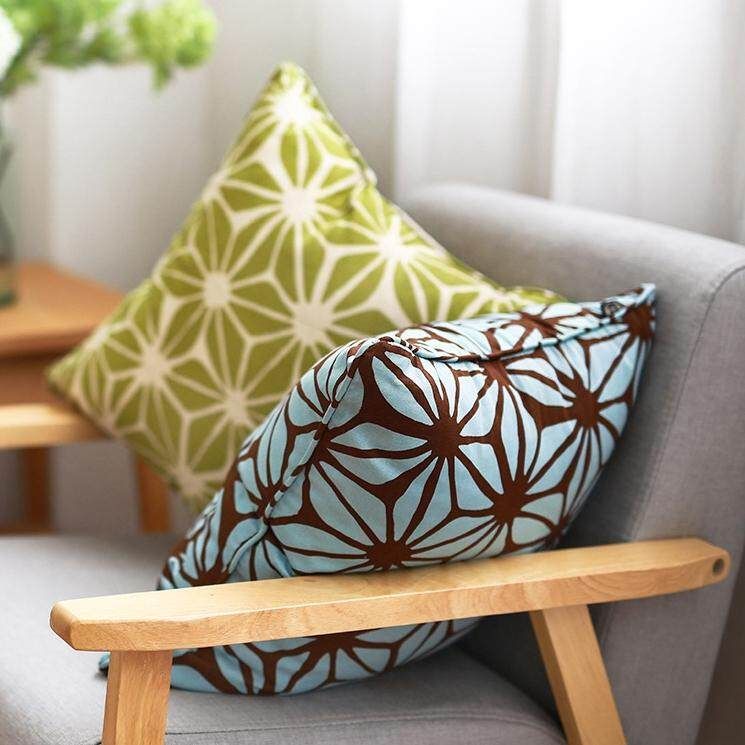 New Arrival Blue Geometric Decorative Cotton Linen Cushion Cover Grid Printed Sofa Throw Pillow Car Chair Home Decor Pillow Case # Blue Blue (blue)