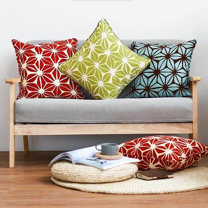 New Arrival Blue Geometric Decorative Cotton Linen Cushion Cover Grid Printed Sofa Throw Pillow Car Chair Home Decor Pillow Case # Blue Blue (blue)