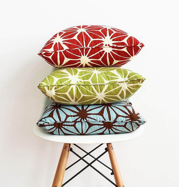 New Arrival Blue Geometric Decorative Cotton Linen Cushion Cover Grid Printed Sofa Throw Pillow Car Chair Home Decor Pillow Case # Blue Blue (blue)