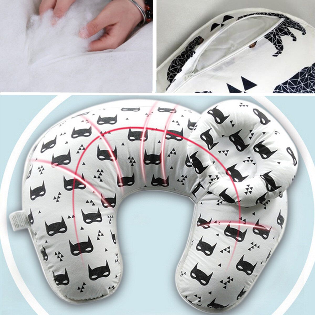 Detachable U-Shaped Maternity Breastfeeding Nursing Pillow Baby Newborn Black Cat Black Cat