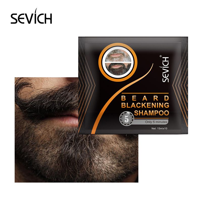 Black Beard Dye Shampoo, Beard Care Repair Grey Cover Mustache Conditioner Softener 150ml X 10