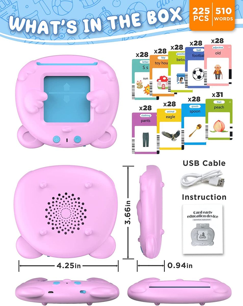 Kids Early Learning Vocab Talking Flash Cards - Rechargeable