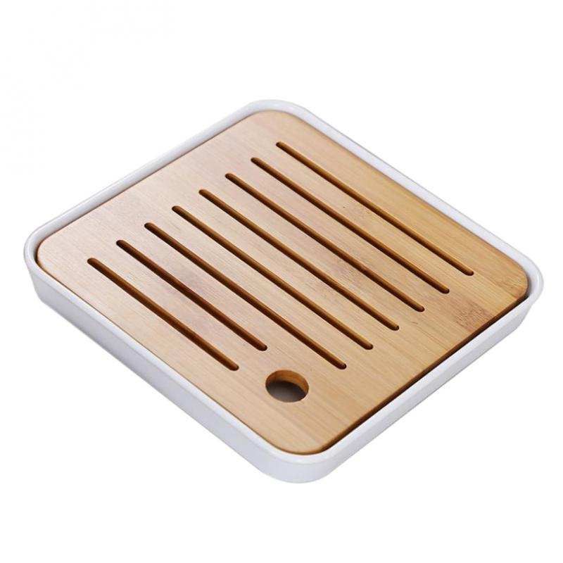 Lovoski Bamboo Chinese Gongfu Tea Ceremony Table Serving Tray White S