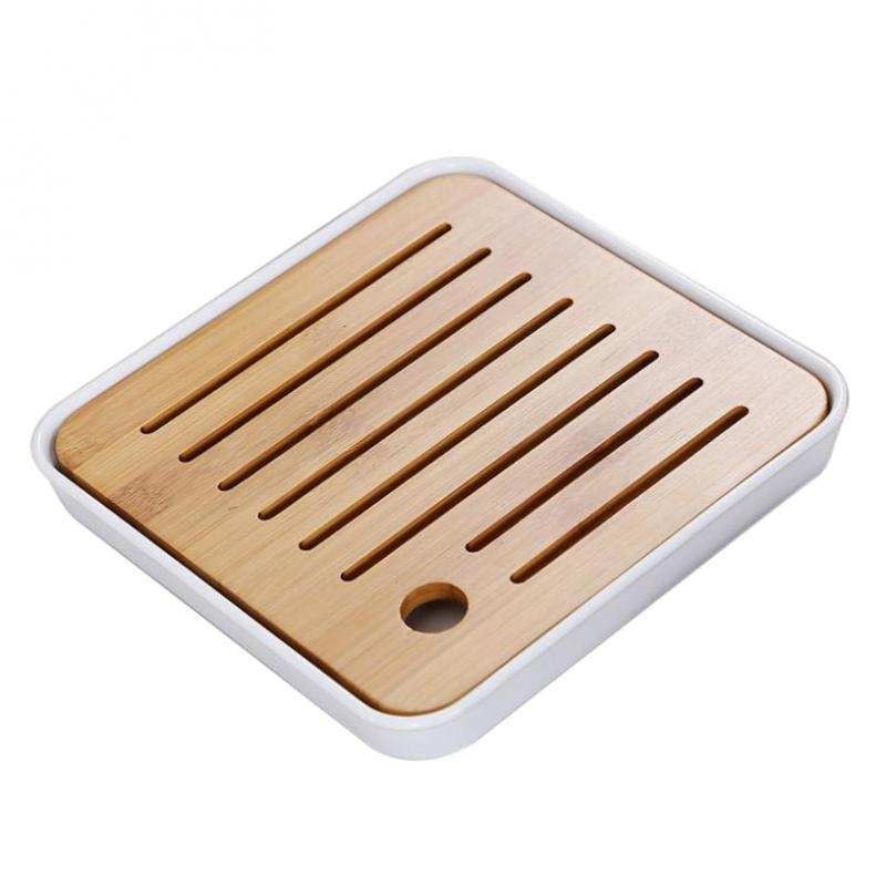 Lovoski Bamboo Chinese Gongfu Tea Ceremony Table Serving Tray White S