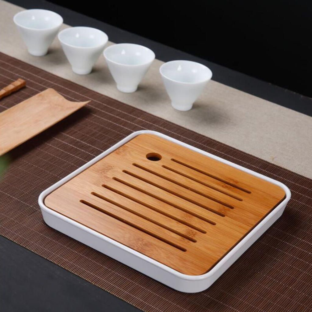 Lovoski Bamboo Chinese Gongfu Tea Ceremony Table Serving Tray White S
