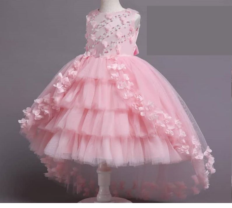 Long Tail Birthday, Wedding, Party Dress Ball Gown-6-7yrs