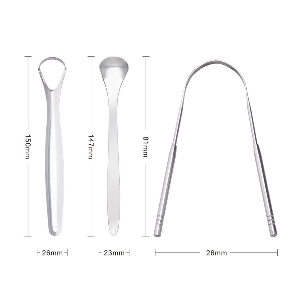 3PCS/Set Tongue Scraper Stainless Steel Oral Tongue Cleaner Medical Mouth Brush Reusable TongueToothbrush Fresh Breath Cleaning Maker Dental Oral Hygiene Care Tools
