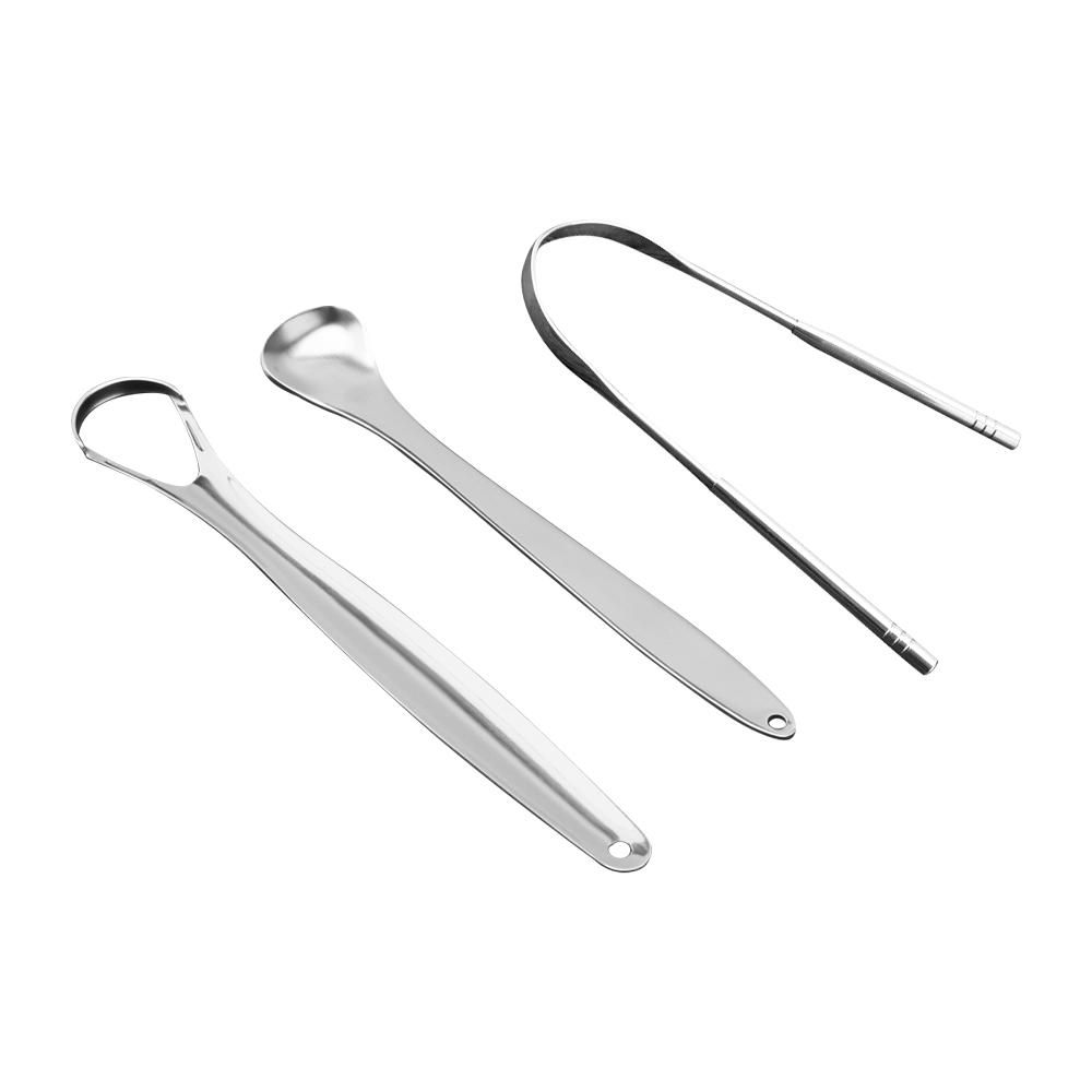 3PCS/Set Tongue Scraper Stainless Steel Oral Tongue Cleaner Medical Mouth Brush Reusable TongueToothbrush Fresh Breath Cleaning Maker Dental Oral Hygiene Care Tools