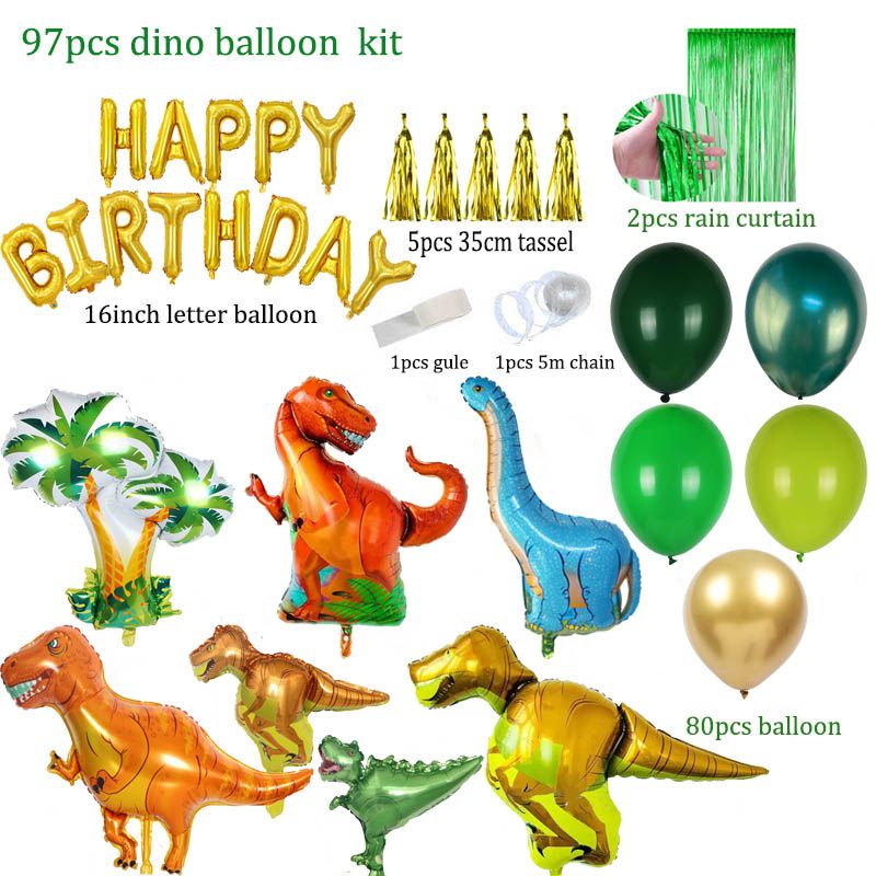 97pcs Dinosaur Birthday Party Decoration Balloons