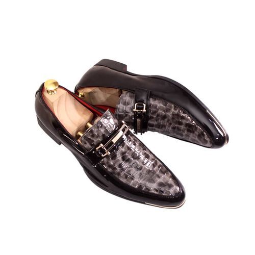 Trendy Smart Mens Italian Style Patent Leather Shoes -Black