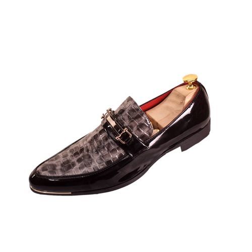 Trendy Smart Mens Italian Style Patent Leather Shoes -Black