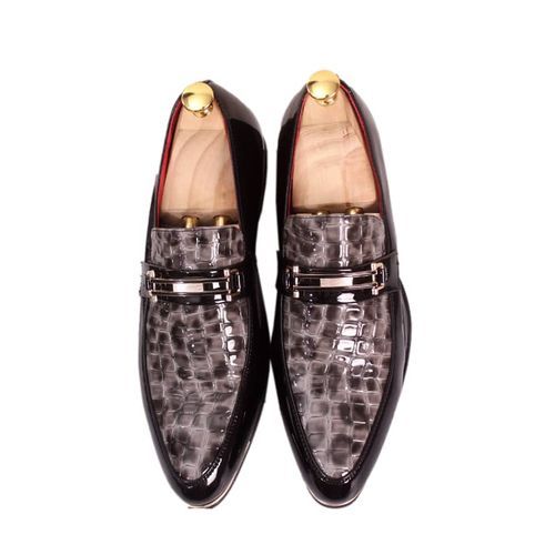 Trendy Smart Mens Italian Style Patent Leather Shoes -Black