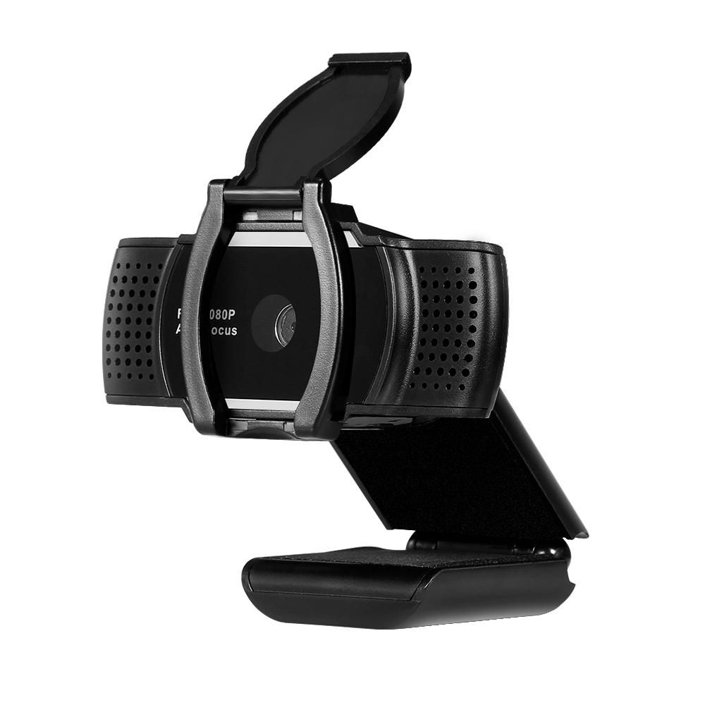 1080P USB Webcam Auto Focus Web Camera with Privacy Cover Built-in Microphone Drive-free Camera for PC Laptop Black