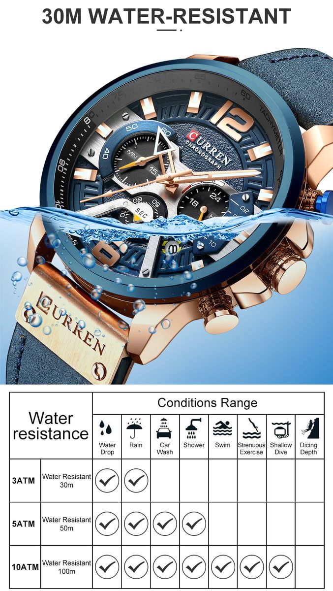 8329 Quartz Watch Business Men Sport Waterproof Wristwatch