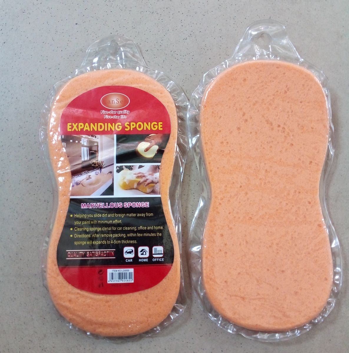 2 Pieces Marvellous Expanding Unique Sponge Orange