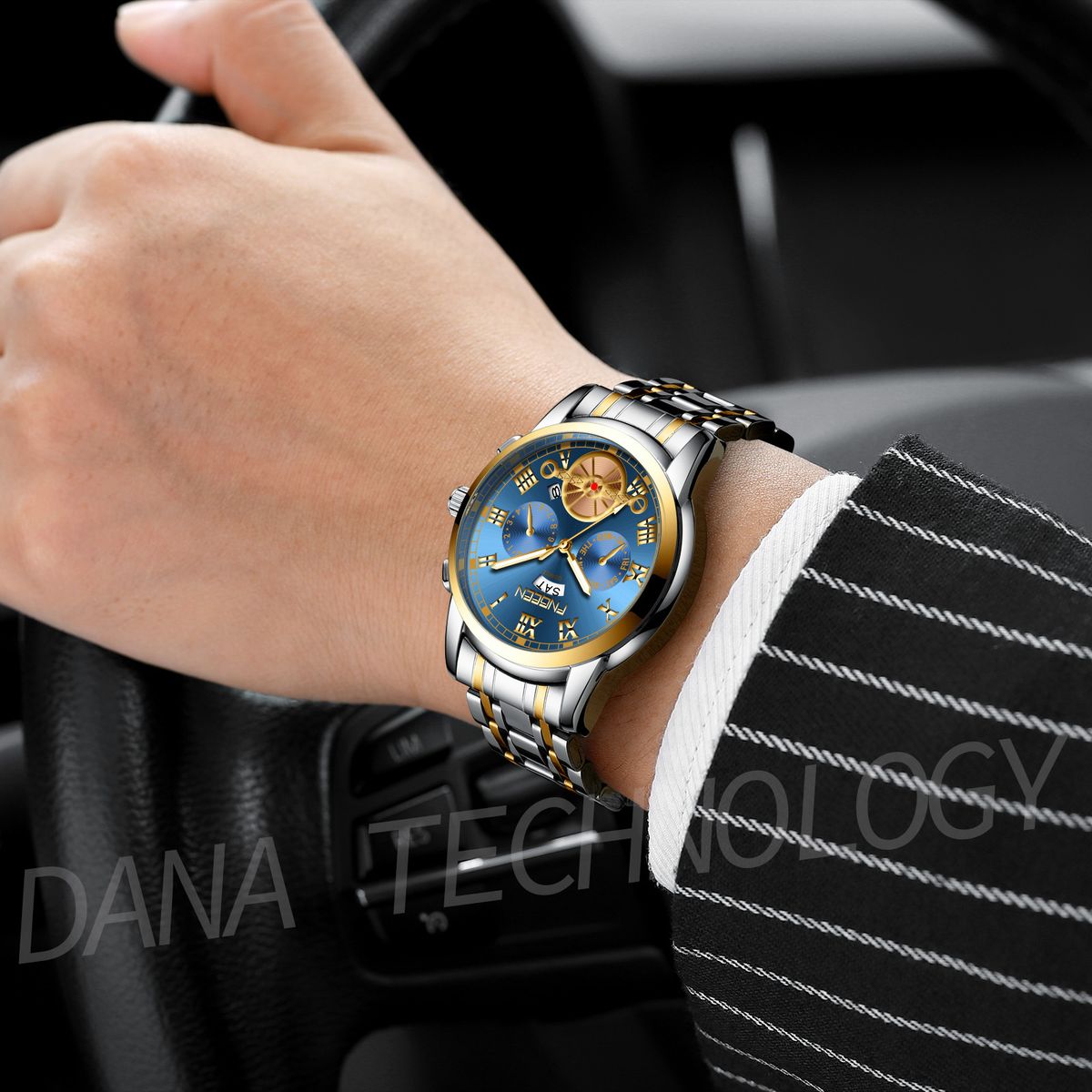 02 Calendar Business Waterproof Quartz Watch/Blue