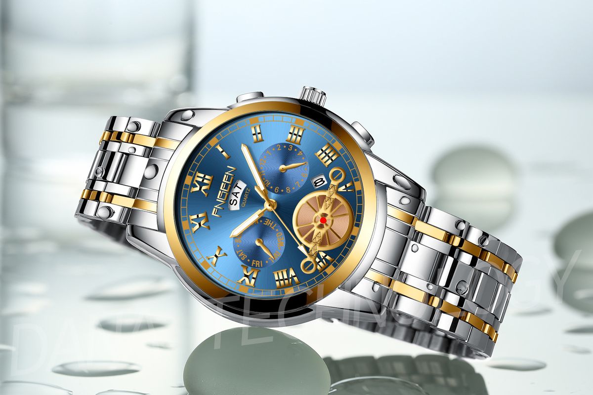 02 Calendar Business Waterproof Quartz Watch/Blue