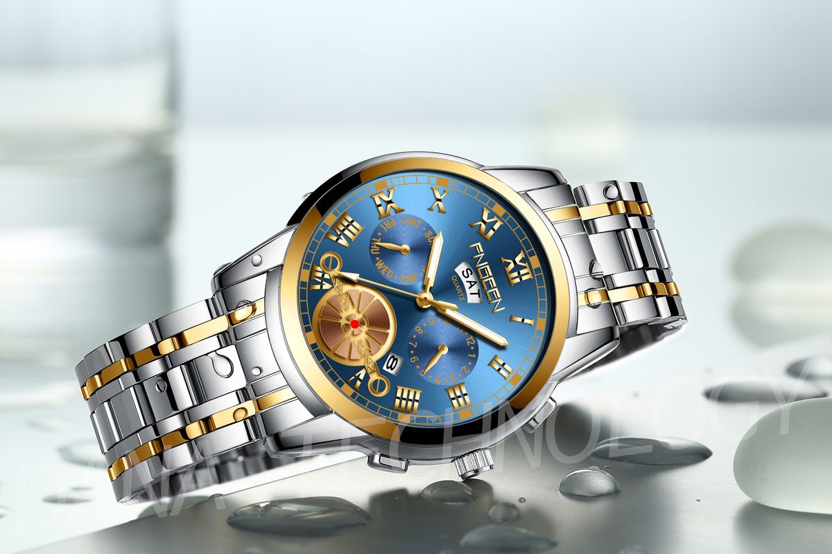 02 Calendar Business Waterproof Quartz Watch/Blue