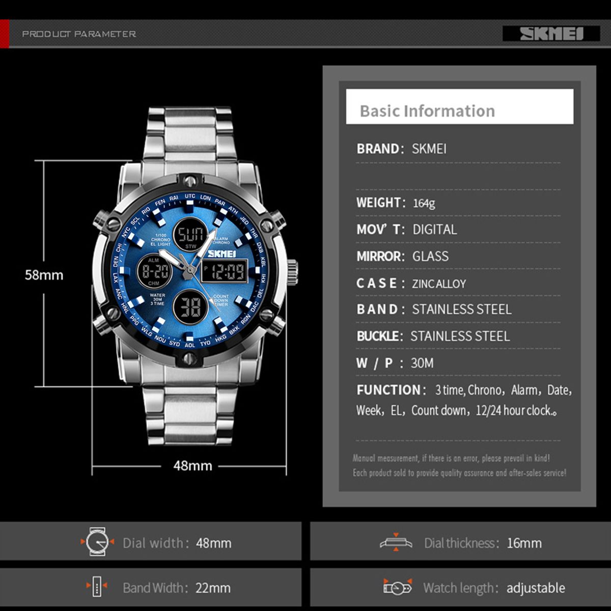 1389 Quartz Man Watch Fashion Watch Luminous Multi-functional Three Time