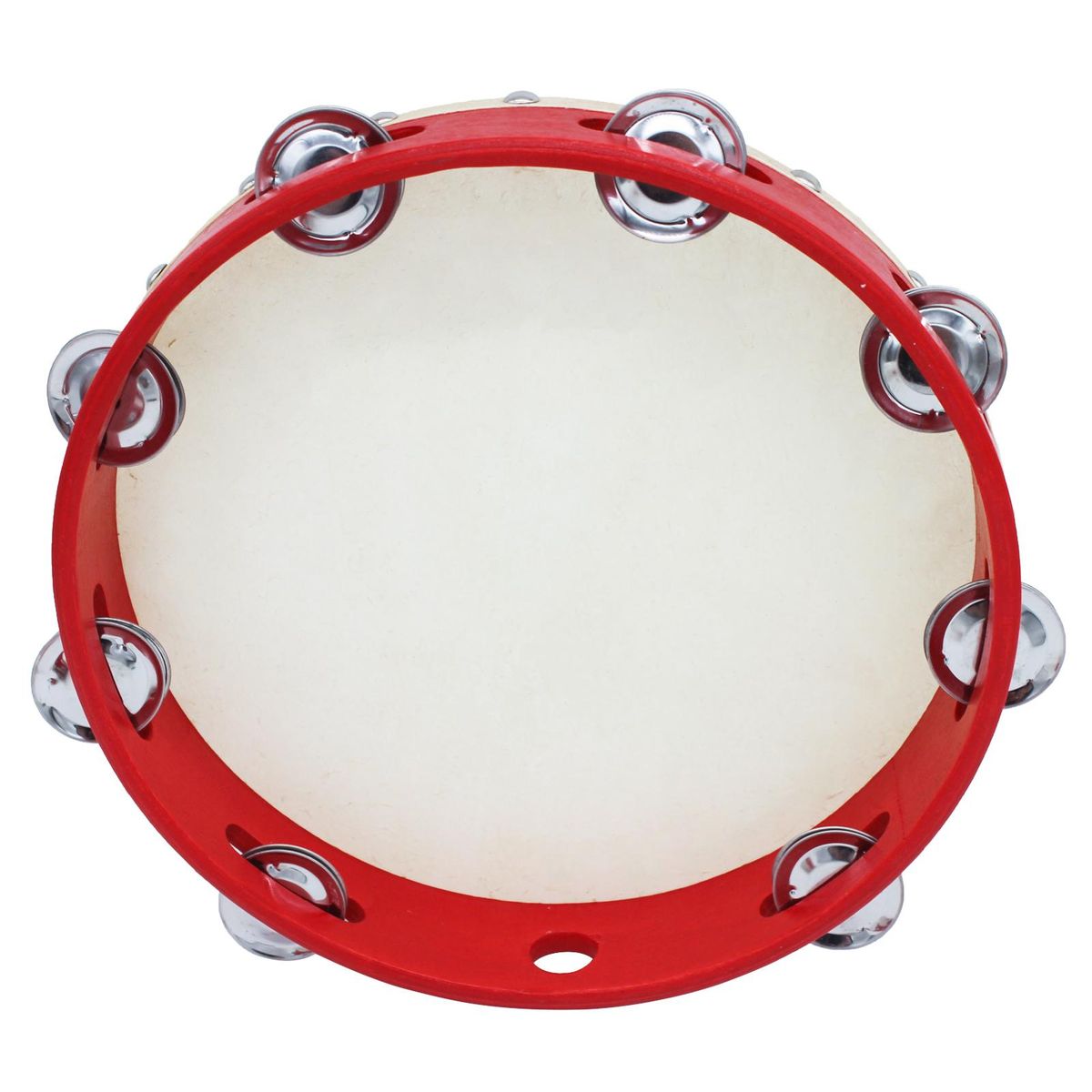 10 Inch Hand Tambourine with Metal Single Row 8pcs Metal Cymbals Jingles Sheepskin Drum Skin Wooden Tambourines Entertainment Musical Timbrel for Adults Kids Dancing Singing Party