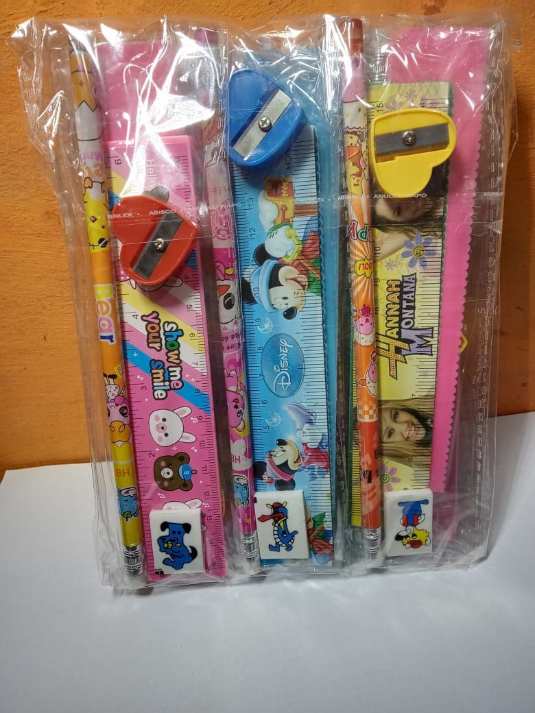 12 Kids Party Pack-Writing Set-Ruler+Pencil+Eraser+Sharpener