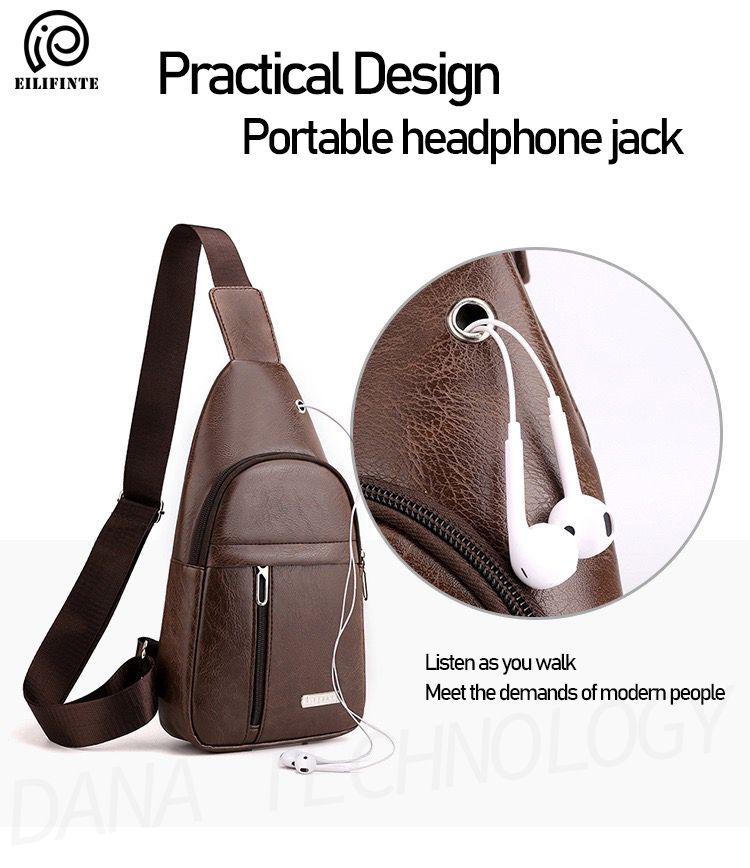 B05 PU Fabric Casual Crossbody Shoulder Bag-Brown