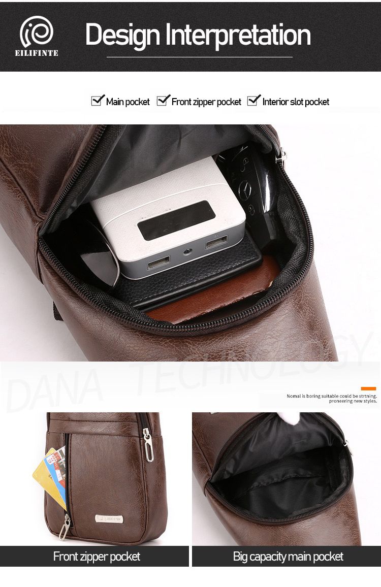 B05 PU Fabric Casual Crossbody Shoulder Bag-Brown