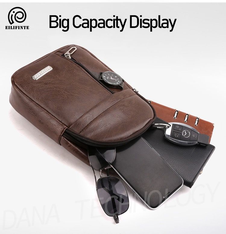 B05 PU Fabric Casual Crossbody Shoulder Bag-Brown