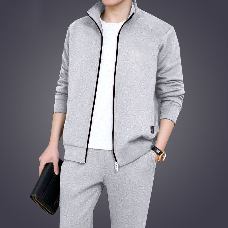 2 In 1 Men's Casual Zipper Sports Suit-Grey