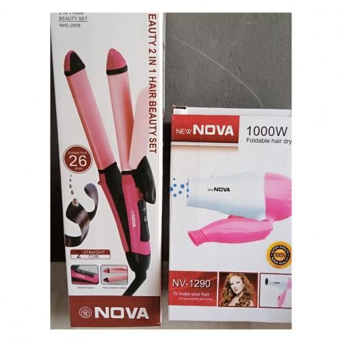 2 In 1 Hair Straightener And Curler With Hand Dryer - Pink