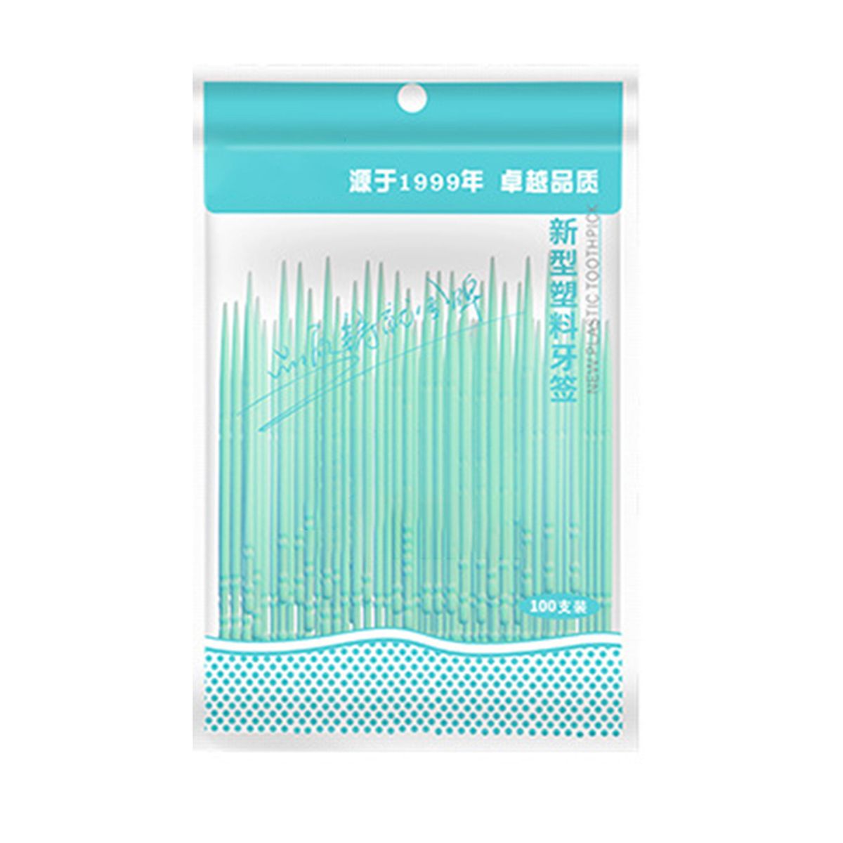 100Pcs/Set Toothpick Safe Colorful Exquisite Double-Green