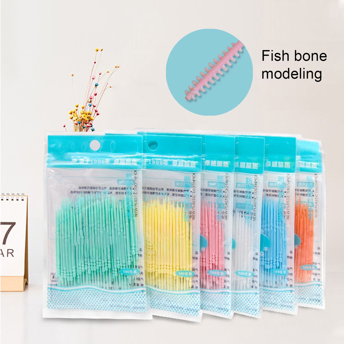 100Pcs/Set Toothpick Safe Colorful Exquisite Double-Green