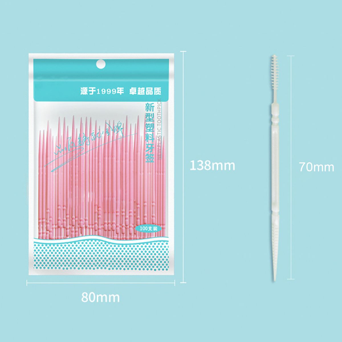 100Pcs/Set Toothpick Safe Colorful Exquisite Double-Green