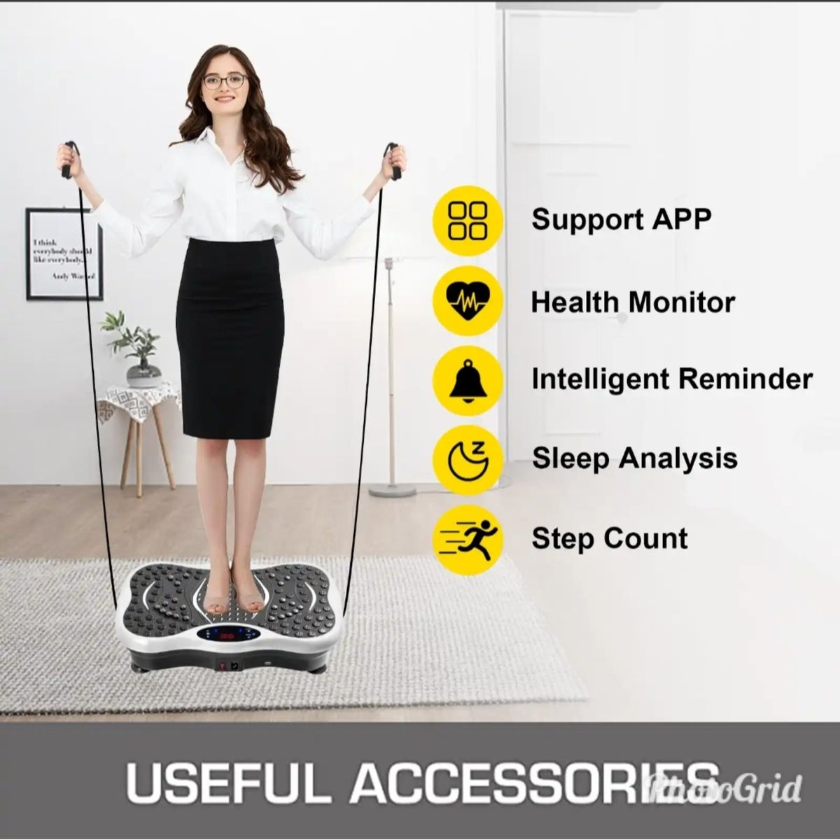 Bluetooth Vibration Platform Massager (California Fitness) Blood Circulation, Calories Burner, Weight Loss
