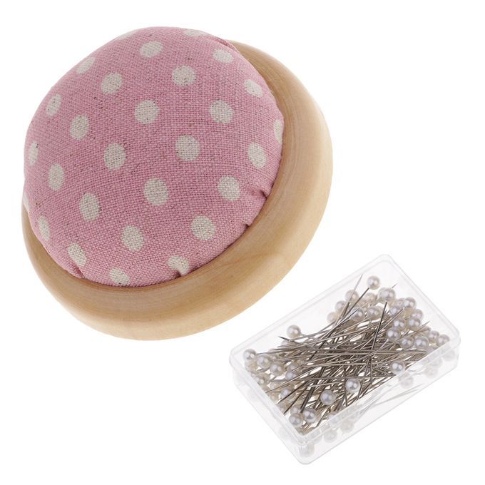 Polka Dot Pattern Pin Cushion And 100pcs Bead Pins Sewing  Pin