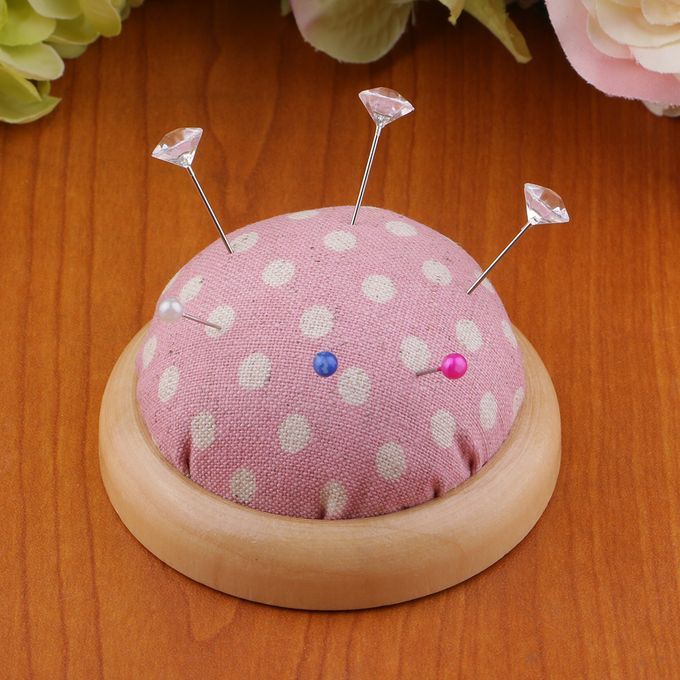 Polka Dot Pattern Pin Cushion And 100pcs Bead Pins Sewing  Pin