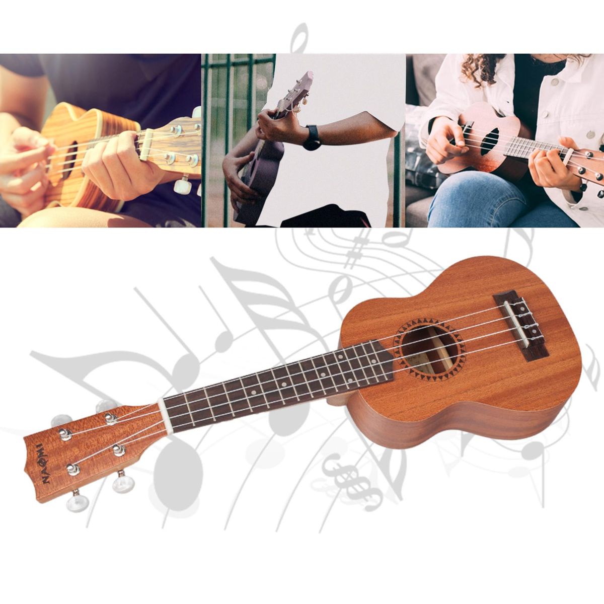 Soprano Ukulele 4 Strings Musical Instrument With Bag For Practise
