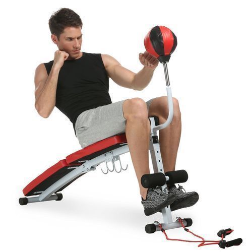 Adjustable Exercise Sit Up Bench With Speed Ball & Pull Ropes