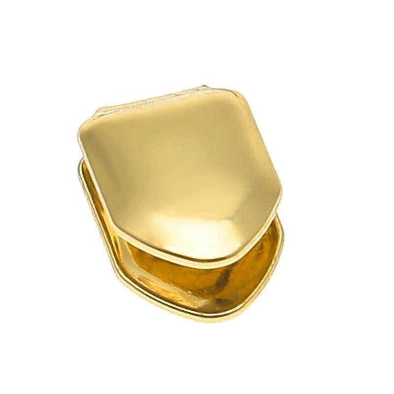 Custom Fit Hip Hop Diamond Gold Plated Teeth Caps Lower Bottom Grillz # Gold Single Tooth Smooth Single Tooth Cover (gold)