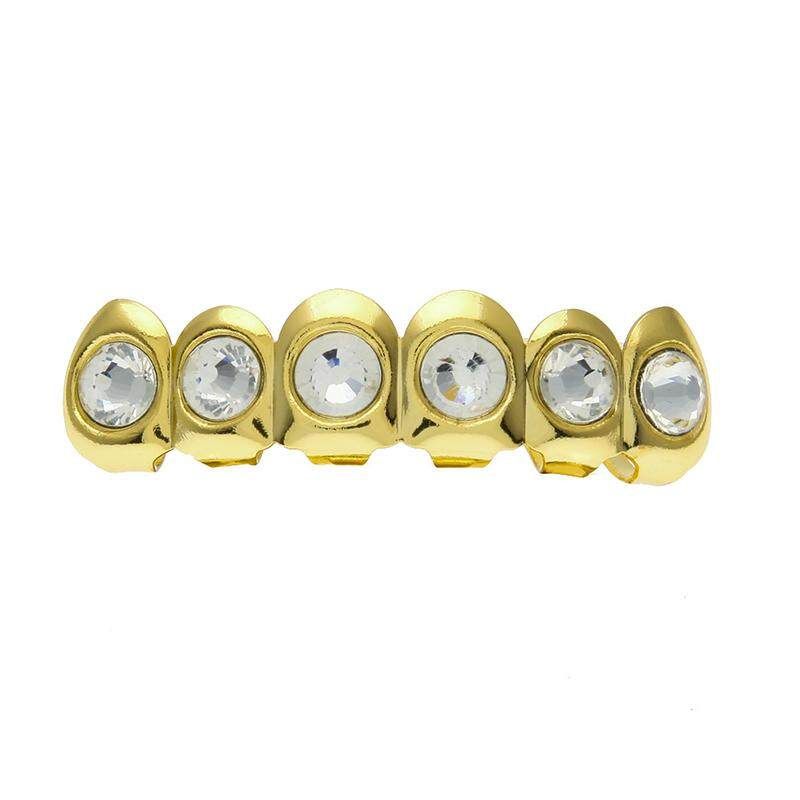 Custom Fit Hip Hop Diamond Gold Plated Teeth Caps Lower Bottom Grillz # Gold Single Tooth Smooth Single Tooth Cover (gold)