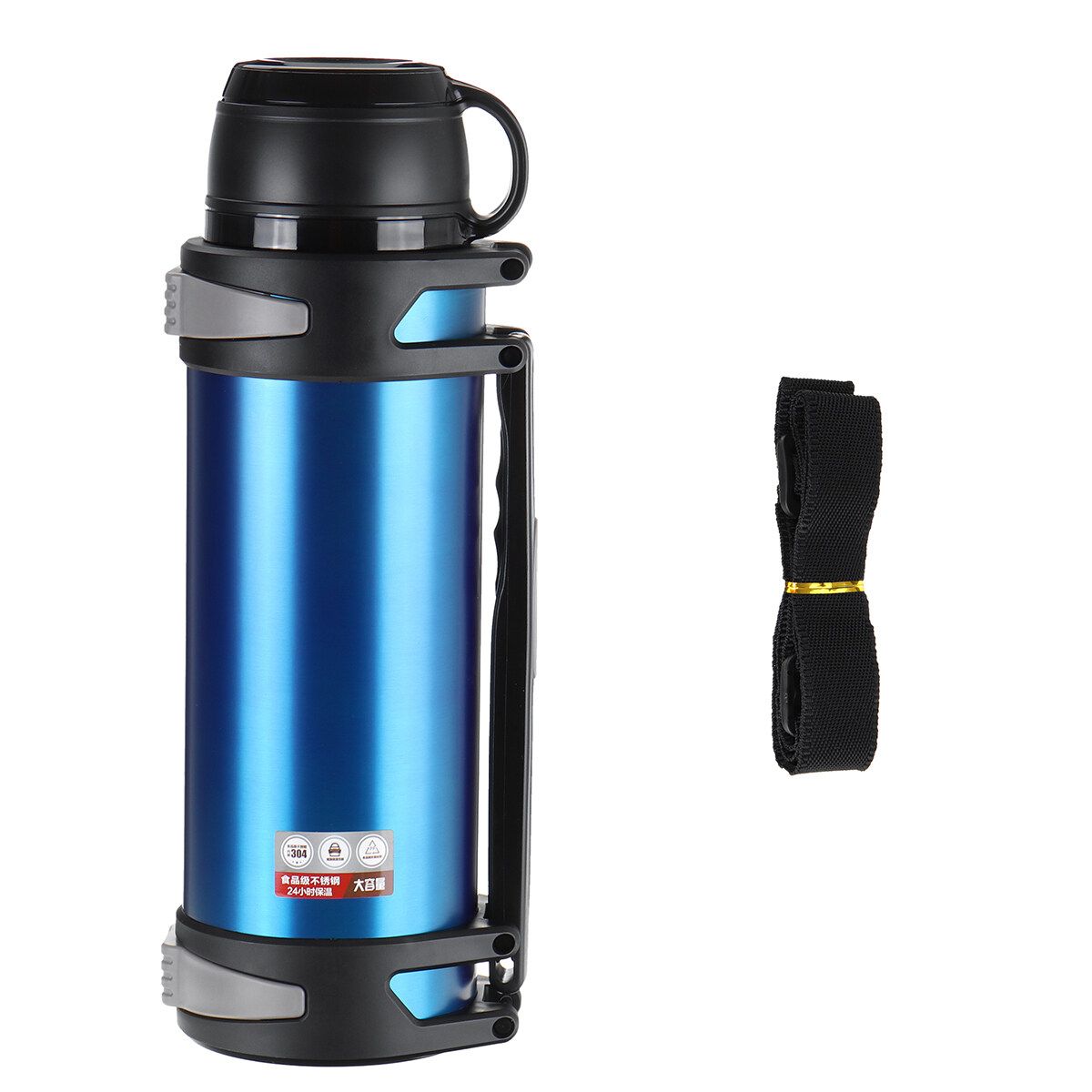 3000ML Large Capacity 36H Keep Hot & Cold Coffee Tea Soups Water Bottle Cups Mug With Carrying Strap Stainless Steel Thermos Flask Double Wall Stainless Steel Vacuum Flask Insulated Cup Portable For Travel Outdoor Kids Studen