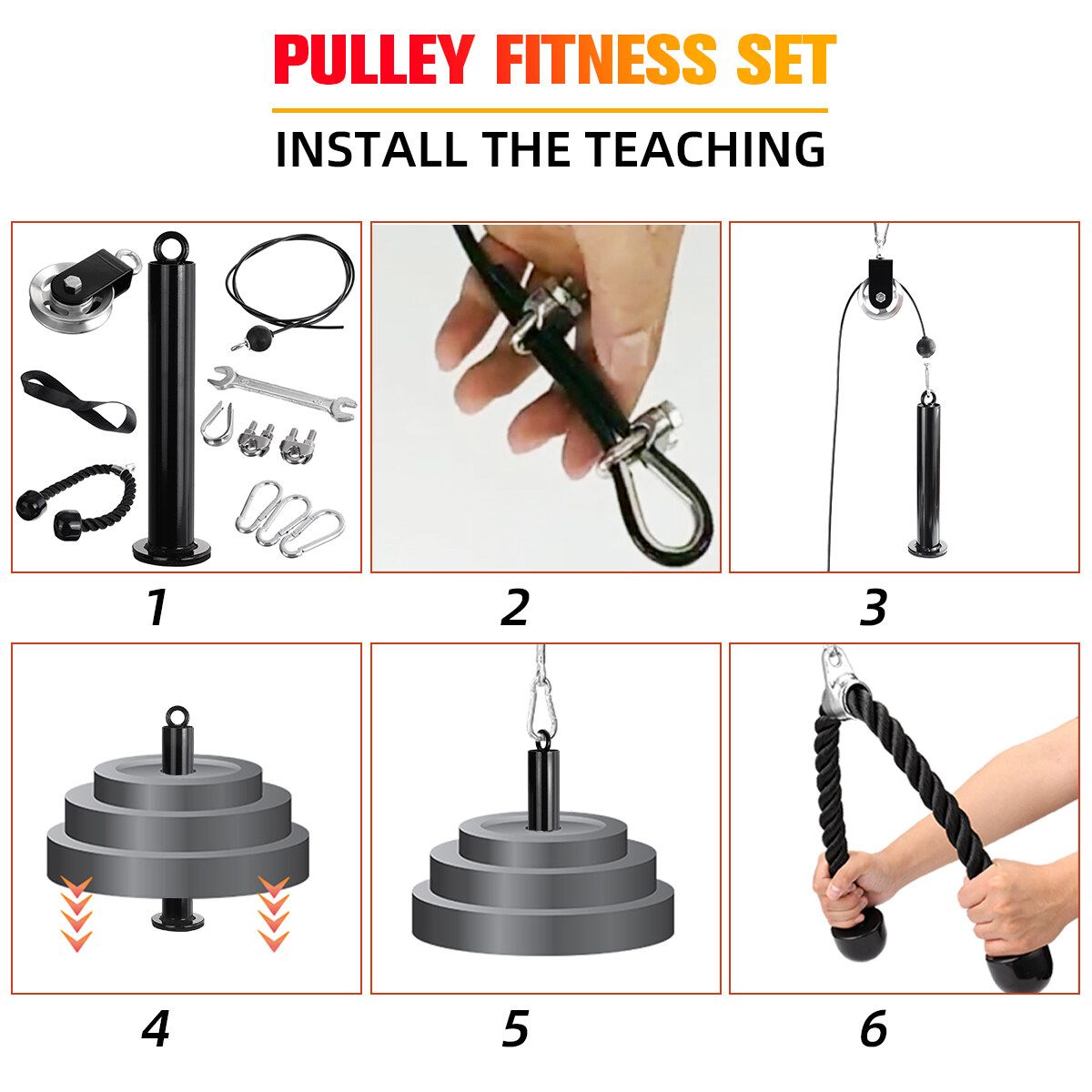 DIY Fitness Pulley Cable System Kit Loading Pin Lifting Arm Biceps Triceps Hand Strength Training Workout Core Exercise