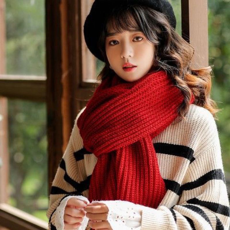 Thick Knitted Scarf Women #39;s Autumn And Winter Korean