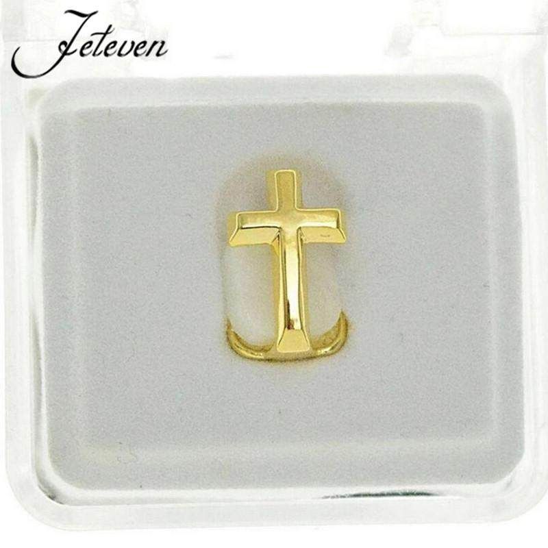 The New Single Cross Gold Teeth Set Of Silver Braces For Teeth Grillz Must Be Sold Directly To Hip-hop Accessories Manufacturers Gold Golden