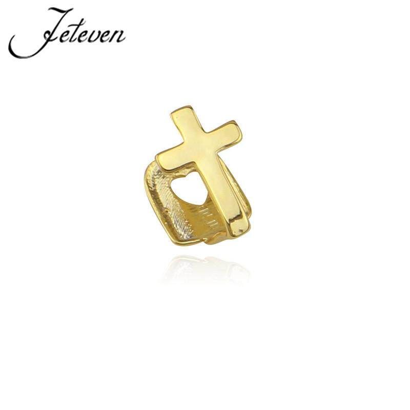 The New Single Cross Gold Teeth Set Of Silver Braces For Teeth Grillz Must Be Sold Directly To Hip-hop Accessories Manufacturers Gold Golden