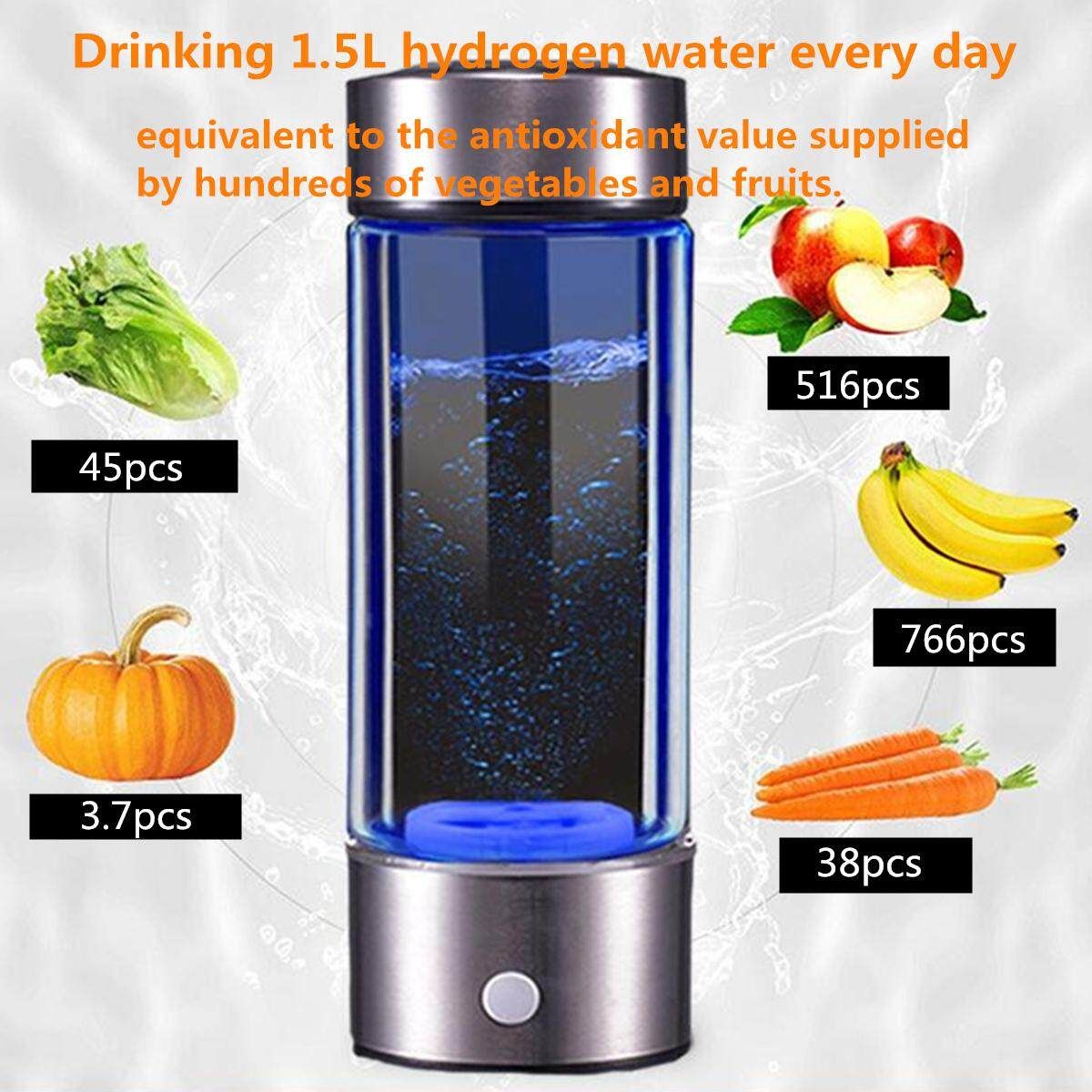 450ML Hydrogen Rich Water Bottle Cup Hydrogen Water Maker 800-1200PPB