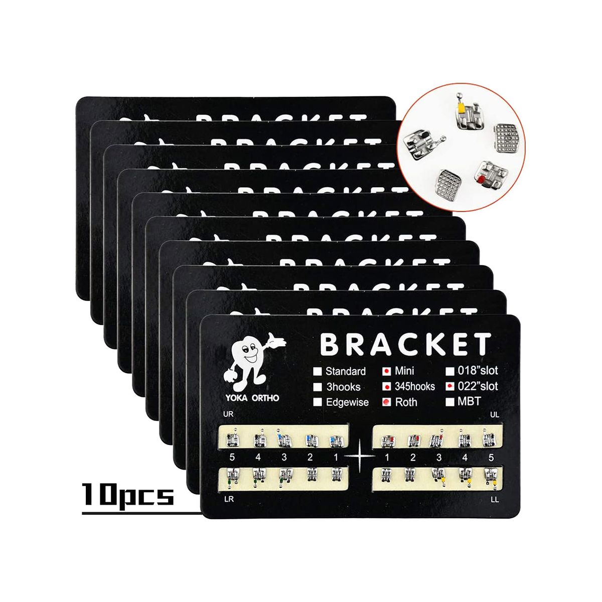 200Pcs Teeth Model Mini Brackets 022 Slot Bondable with Hook on 345