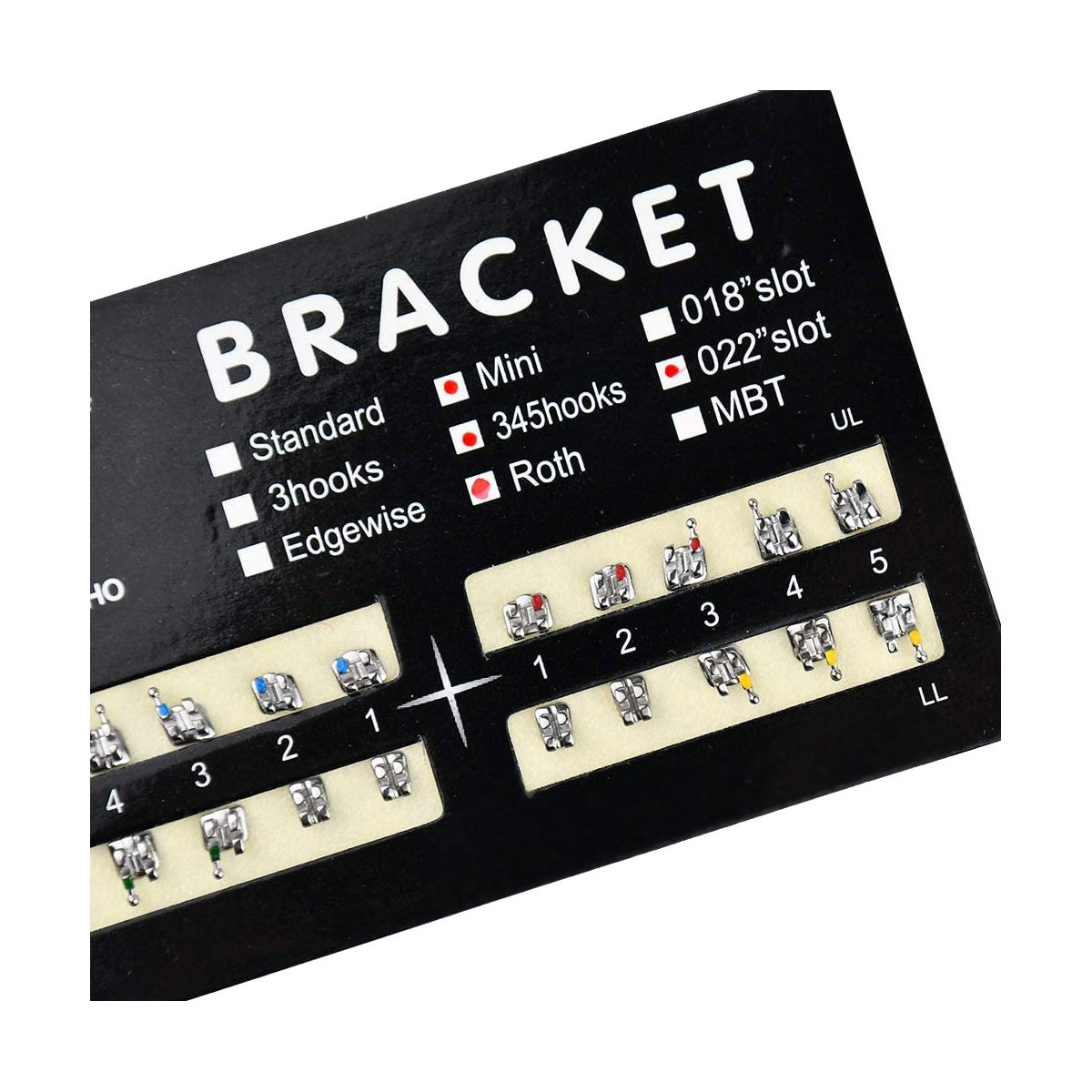200Pcs Teeth Model Mini Brackets 022 Slot Bondable with Hook on 345