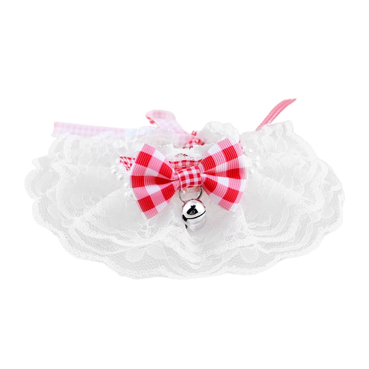 Pet Bandana Pet Collar with Mini Bell Pendant Photography Prop Rose Red